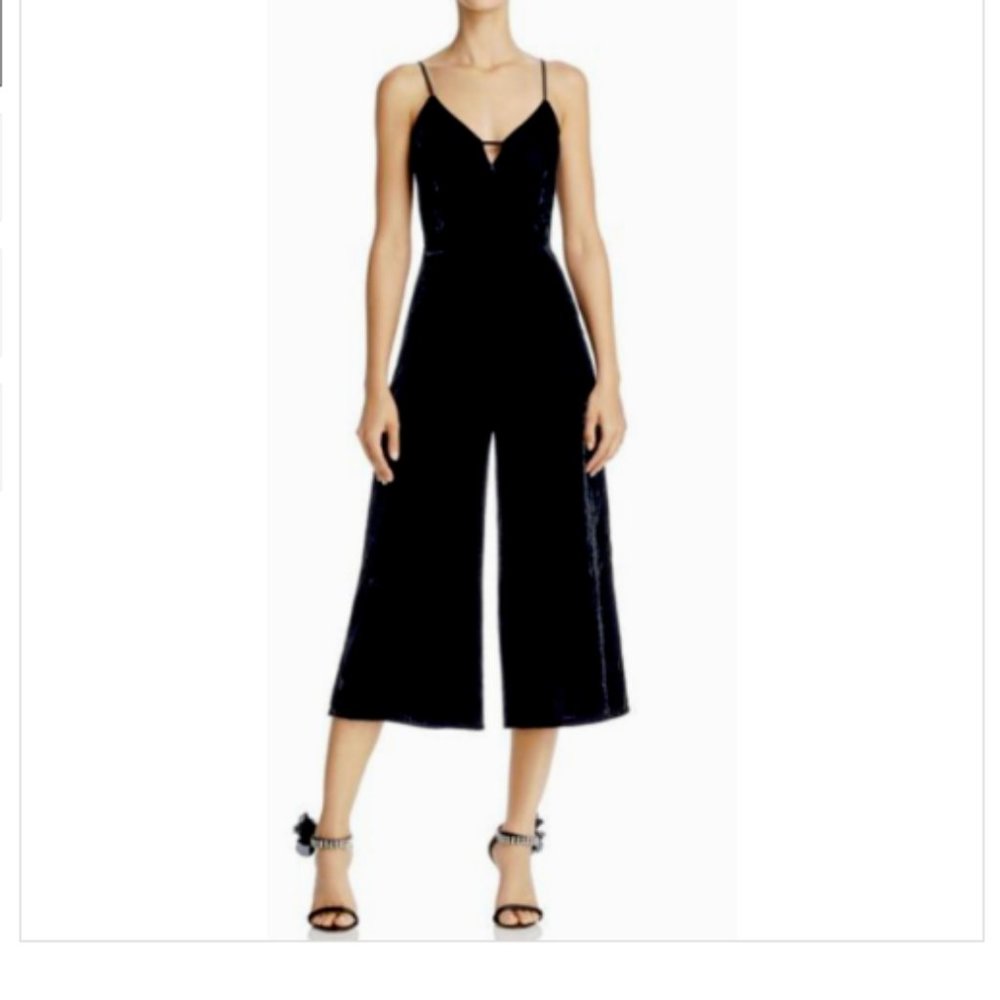 π€ Ella Moss Plunging Velvet Romper/Jumpsuit - Picture 1 of 5
